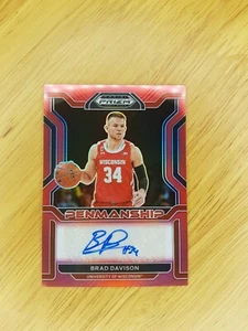 2022-23 Prizm Draft Picks Brad Davidson Penmanship RC Red Auto /199 Wisconsin - Picture 1 of 2