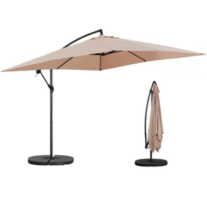 Ombrellone da Giardino Palo Laterale Copertura in Poliestere Cappuccino 3x3 Metr - Foto 1 di 7