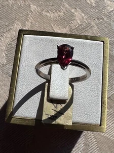 NWT Sterling Silver Pear Shape Rhodalite Garnet Solitaire - Picture 1 of 7
