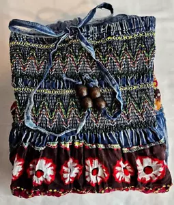 Zashi Womens Skirt Small Multicolor Smocked Peasant Hippie - Picture 1 of 7
