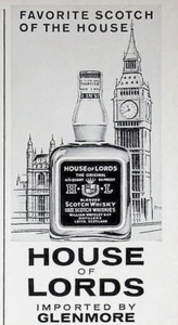 Whisky escocés House of Lords 1963 Glenmore vintage años 60 anuncio impreso Big Ben Londres - Imagen 1 de 2