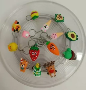 3D Cute Fruit Avocado Mixed Keychain Key Lot of 14 Prices - Picture 1 of 12