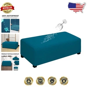 XX-Large Waterproof Ottoman Cover in Peacock Blue - Stylish Furniture Protector - Picture 1 of 10