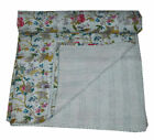 Floral Print Double/Single Cotton Kantha Quilt Bedspread Throw Blanket Vintage
