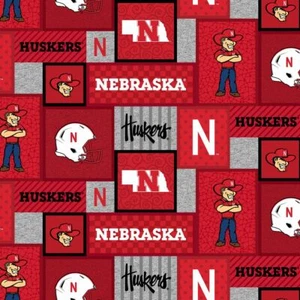 University of Nebraska Cornhuskers Patchwork Fleece Fabric-Fleece Blanket Fabric - Picture 1 of 1