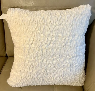 UGG® Atlas Faux Fur Plush Snow White Throw Pillow 20x20 NEW - Image 1 of 4