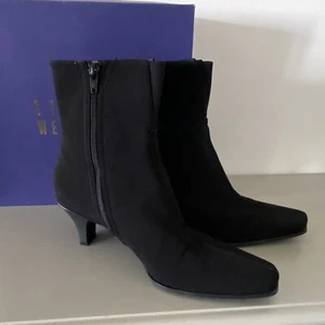 Stuart Weitzman 7 M Ankle Boots Black Stay Dry Goretex $325 Preppy Sophisticated - Picture 1 of 15