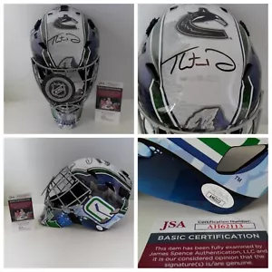 Casco Máscara de Portero Thatcher Demko Firmado Vancouver Canucks TAMAÑO COMPLETO CERTIFICADO DE AUTENTICIDAD JSA - Imagen 1 de 9