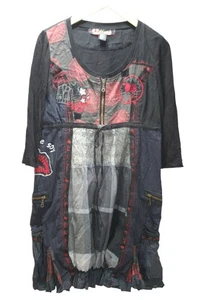 Desigual Abstract Print Patchwork Dress Ruffle Medium Boho Dark Artsy Streetwear - Picture 1 of 13