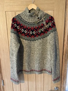 Vintage 90s Polo Ralph Lauren Aztec Sweater Pullover 100% Wolle Size Medium - Bild 1 von 6