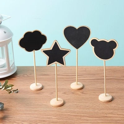 10X Wooden Mini Blackboard Memo Sign Message Chalk Board Stand Wedding Decor - Image 1 of 4