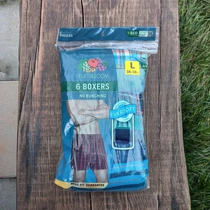 Fruit of the Loom Herren 6er Pack sortiert kariert gewebt Boxer Unterwäsche Größe Large - Bild 1 von 3