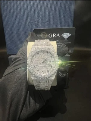 Luxury fully iced out watch, box + certificate - Image 1 of 4