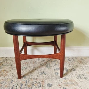 Vintage G Plan Danish Design Black Stool Kofod Larsen Teak Dressing Table Seat - Picture 1 of 16