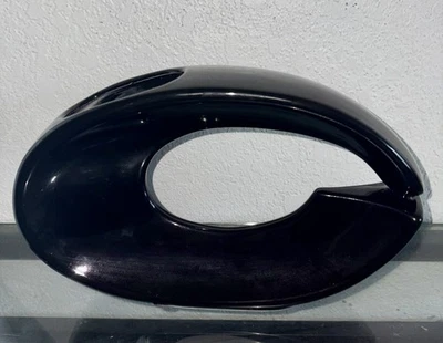 Vintage  Vase Black Modernist Free Form Loop 10" x 6" Mcm Gloss Black No Chips - Image 1 of 4