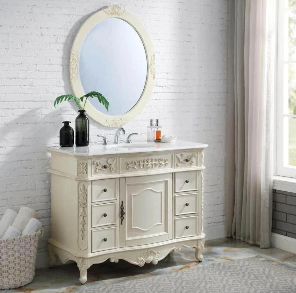 Home Decorators Single Sink Vanity 45" 8-Drawer 1-Door Soft-Close Antique White - Image 1 of 4