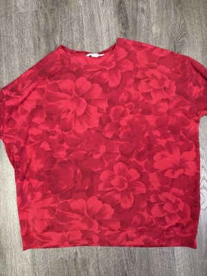 Athleta Sweatshirt Sz XL Red Floral Balance Printed Pullover Activewear Lounge - Image 1 of 4