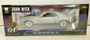 NEW Highway 61 HWY-18016 John Wick 1969 SILVER FORD MUSTANG BOSS 429 DieCast - Picture 1 of 4