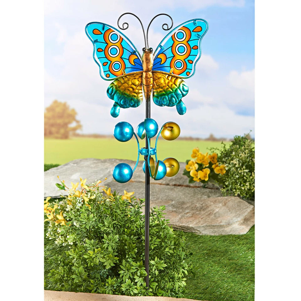 Metall Garten Windspiel Sommer Schmetterling Windmühle Außendekoration NEU OVP - Bild 1 von 1