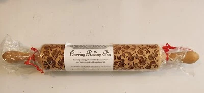 Carving Rolling Pin Beechwood Cute Mermaids and Stars 17" Baking and Crafts - Image 1 of 2