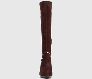 Aquatalia ITALY Rolla Knee High Boot Zip Water Repellent Suede Burgundy 10.5;NIB - Picture 1 of 16