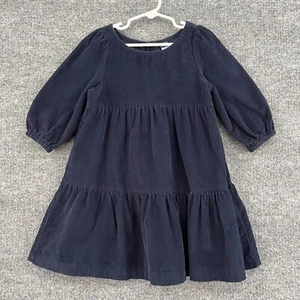 Old Navy Girls Corduroy Tiered Dress Size 5 Navy Blue Bohemian Neutral Cotton - Picture 1 of 8