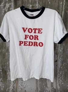 Vintage Herren Napoleon Dynamite Vote For Pedro Ringer T-Shirt weiß Amboss Small - Bild 1 von 8