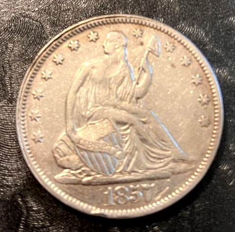 1857 Seated Liberty Half Dollar (XF/AU) From an Estate Cover