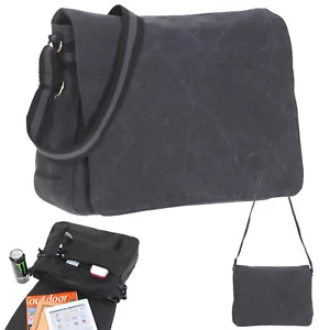 Tasche Herren Schultertasche Spear A4 Kuriertasche Canvas Canvastasche Schwarz - Bild 1 von 12