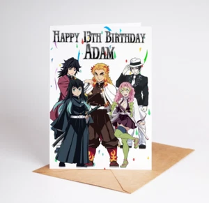 Personalised Birthday Card Demon Slayer Manga Anime Son Daughter Nephew Grandson - Picture 1 of 6