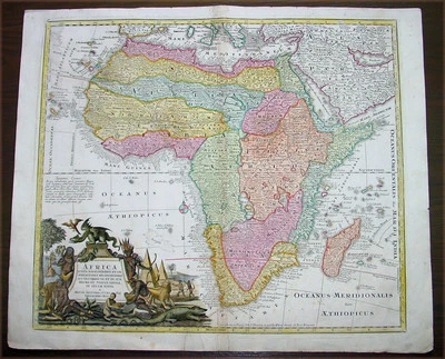 1730 Seutter Large Original Antique Map of Africa - Africa Iuxta Navigationes - Image 1 of 2