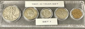 1941-D Year Set – 5 Coin U.S. Set – Circulated – Denver Mint – Vintage #1 - Picture 1 of 6