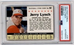 1961 Post Cereal Hand Cut Jerry Lynch #187 PSA Authentic Cincinnati Reds - Picture 1 of 2