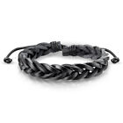 Strap Adjustable Man Leather Braid Black Double Links 19 With 25cm 0135