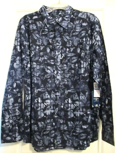 NEW MENS CARIBBEAN JOE XL LONG SLEEVE BUTTON FRONT SHIRT MULTI BLUE GEO COTTON - Picture 1 of 7
