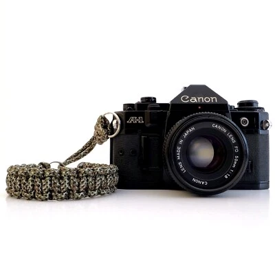 CÁMARA PARACORD CORREA DE AGARRE CAMUFLAJE MARRÓN VERDE DSLR LEICA SONY CANON FUJ Foto 1 de 4