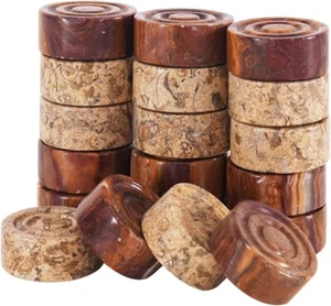 Marble Red & Coral Checkers Figures 1.25" | Handmade Game Pieces for Board Game - Picture 1 of 6