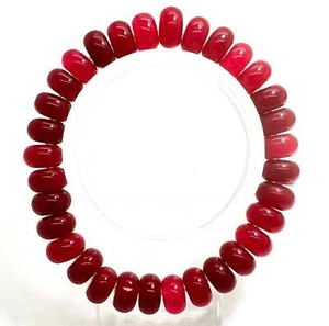 Bracciale perline cordoncino elastico pietre preziose rondelle giada bordeaux rosso PGBRD01 - Foto 1 di 4