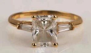 14 k Yellow Gold CZ Engagement Ring Size 8.75 - Picture 1 of 8