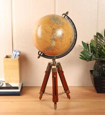 Antique World Map Nautical Table Tripod Globe Ornament With Wooden Stand