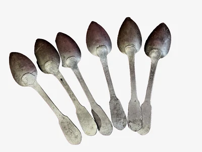 CUILLERE A SOUPE FRANÇAISE EN ETAIN XVIII -XIXe Couvert Ancien signée clouard - Photo 1/4