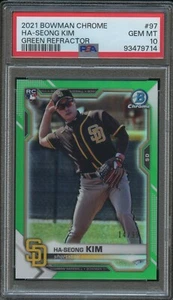 PSA 10 2021 REFRACTOR BOWMAN CROMO VERDE #97 HA-SEONG KIM RC POP 2/99 - Imagen 1 de 2