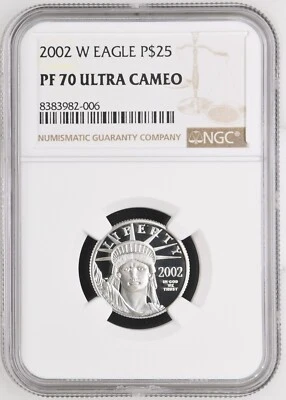 2002-W $25 PLATINUM EAGLE STATUE OF LIBERTY NGC PF70 - 1/4 Ounce LIVE/IN STOCK! - Image 1 of 2