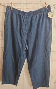 Basic Edition Pull-on Denim Blue Jean Twill Pants Plus size 2X Elastic Waist - Picture 1 of 12