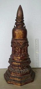 TOP! Mandalay Periode Lack Ware 8 Buddha Pagode Stupa Blattgold - Bild 1 von 4