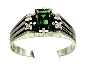 Ring mit Turmalin und Brillanten 0,02 ct. 14 K 585er Weissgold, Gr.54 - Bild 1 von 5