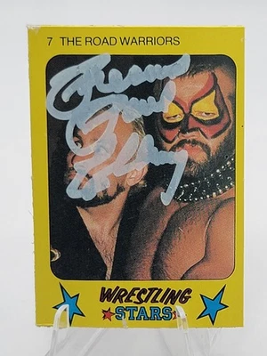 Tarjeta autógrafa firmada de Paul Ellering Road Warriors 1986 Monty Wrestling Stars #7 Foto 1 de 2