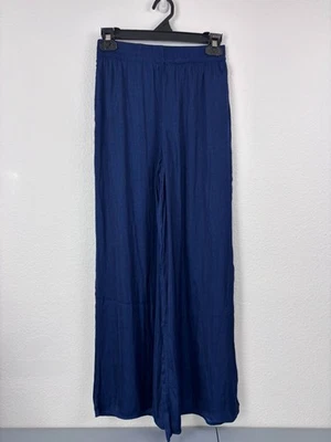 Philosophy women's XS navy blue high waist wide leg satin like pants flowy - Image 1 of 4