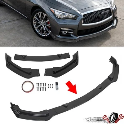 For Infiniti Q50 Base 14-17 Premium Glossy Blk Front Bumper Lip Spoiler Spiltter - Изображение 1 из 4