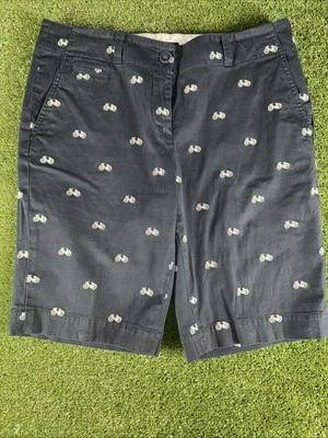 Pantalones Cortos Bermudas Talbots Para Mujer Talla 10 Azul Marino Bicicleta Bicicleta Estampado Chinos Náuticos Foto 1 de 4